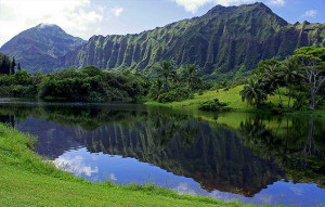 Hoomaluhia Botanical Garden - Koolau mountain range